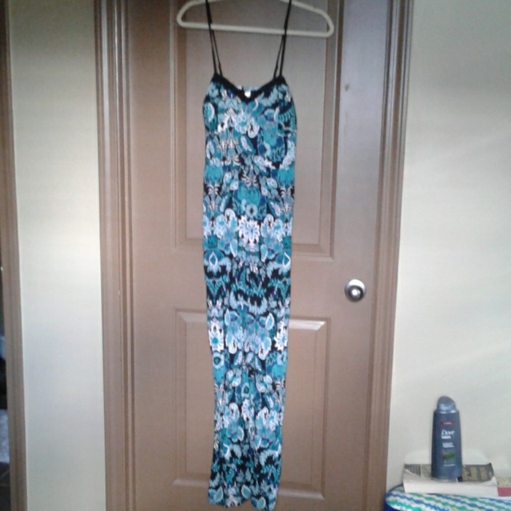 Floral Print Jumpsuit/Long Romper w/ Built-in Bra